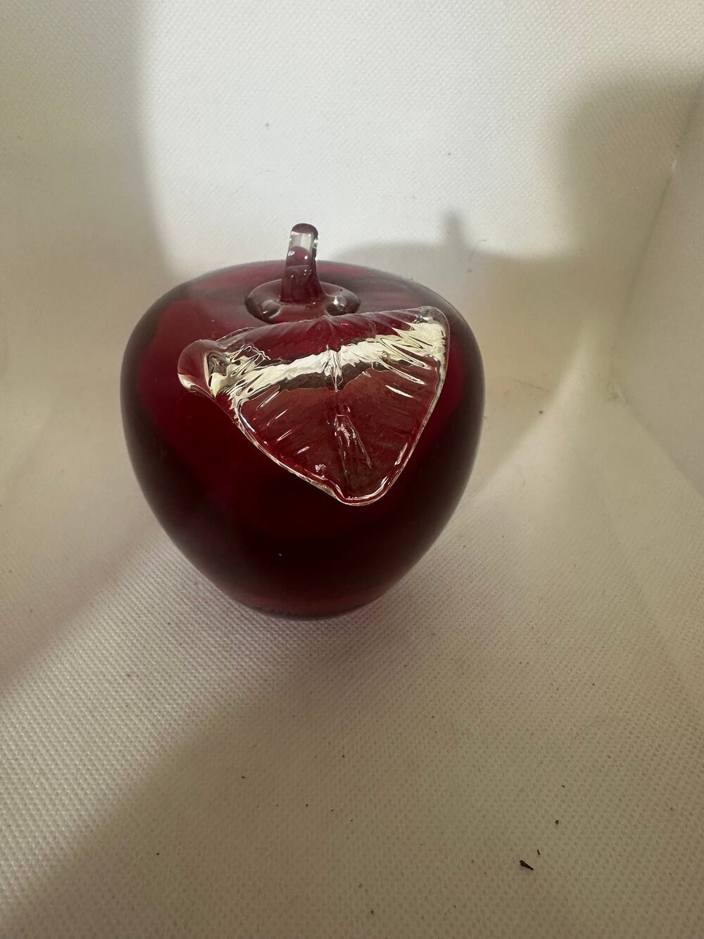 Signed Titan Studio Art Glass Red Apple Paperweight Figurine 1994